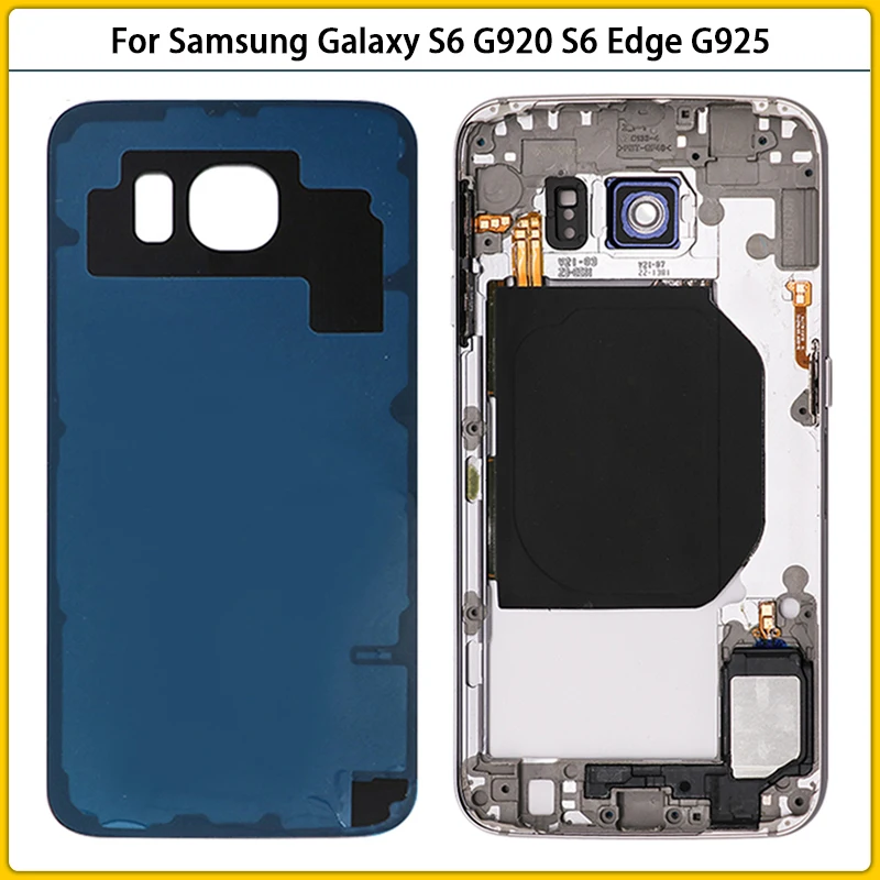 Новый задний корпус S6 для Samsung Galaxy G920 S6Edge Edge G925 передняя средняя рамка Крышка