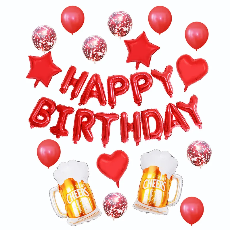 

Латексный шар с конфетти, 31 шт./компл., красное розовое золото Happy набор воздушных шаров на день рождения, из фольги, пиво стеклянные шары, укр...