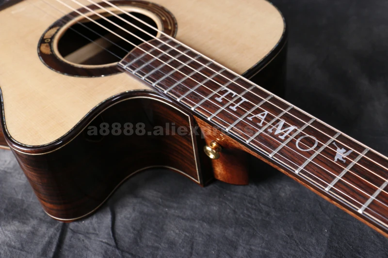Finlay Tiamo T-A160CE, профессиональная прочная гитара с звукоснимателем, 4" гитара с еловым верхом/ламинированный корпус из палисандра+ жесткий чехол