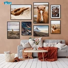 Животное, лошадь, пейзаж, горы, озеро, природа, живопись для гостиной, Настенная картина, холст, настенное искусство, скандинавский постер, печать, Декор для дома