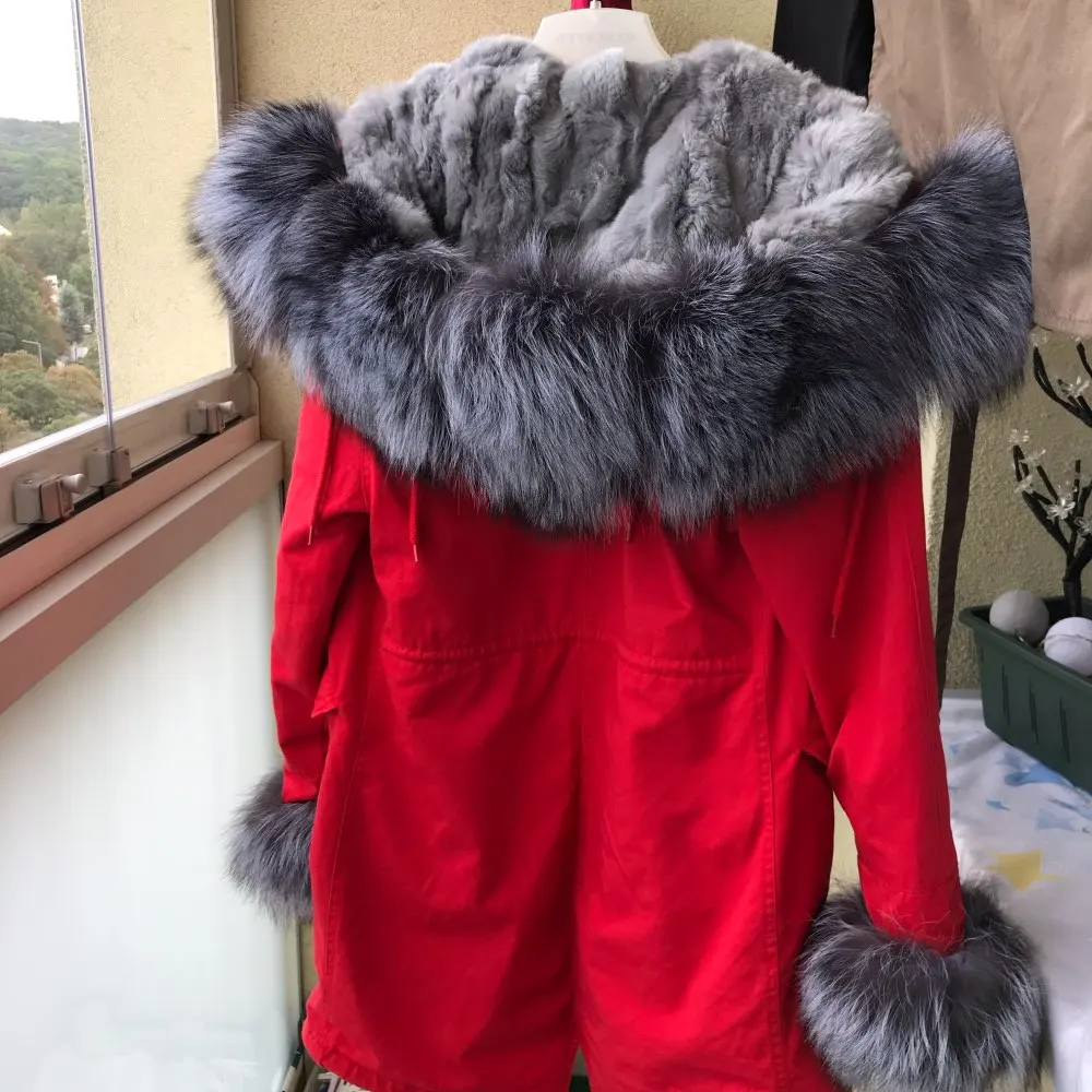 Подкладка из натурального кроличьего меха длинная парка зимняя куртка женские парки натуральный мех пальто