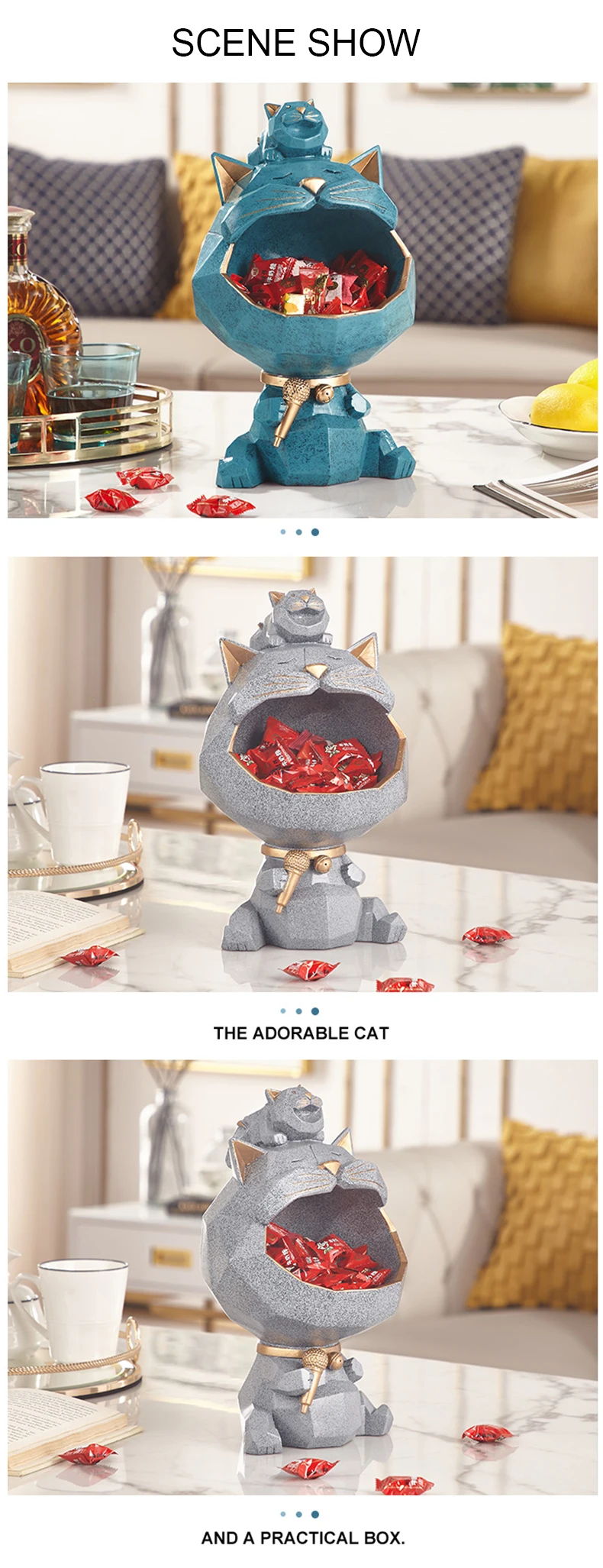 3D статуя кота скульптура украшения дома аксессуары Мода коробка для хранения декоративная фигурка для дома орнамент Свадебные украшения