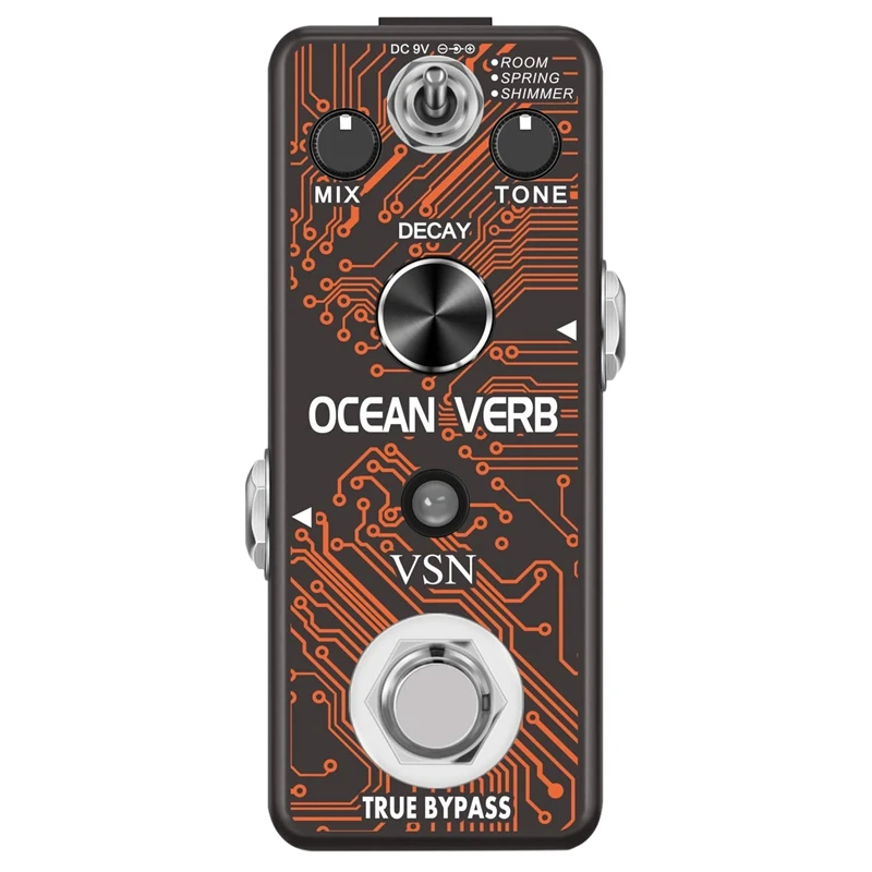 

VSN Guitar Reverb Effect Pedal Digital Pedals Reverb Ocean Verb Effects Pedal Room/Spring/Shimmer 3 Modes True Bypass