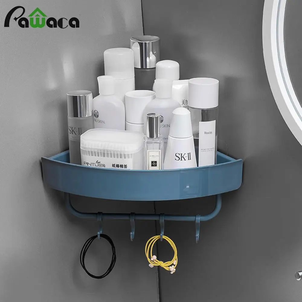 Бесплатная пробивная настенная угловая полка для душа с крючком ванной