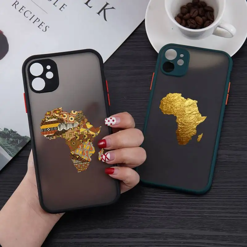 

Africa Map pattern Phone Case matte transparent For iphone 7 8 11 12 13 plus mini x xs xr pro max cover