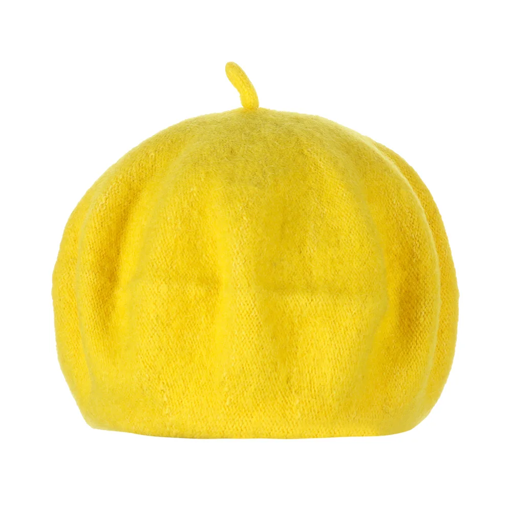 yellow 1 шт. Новые горячие шерстяные шапки-береты женская зимняя французская Шляпа Сплошной Цвет Мода Осень Зима плоская кепка, шапка Повседневная войлочная шапочка береты - Цвет: yellow
