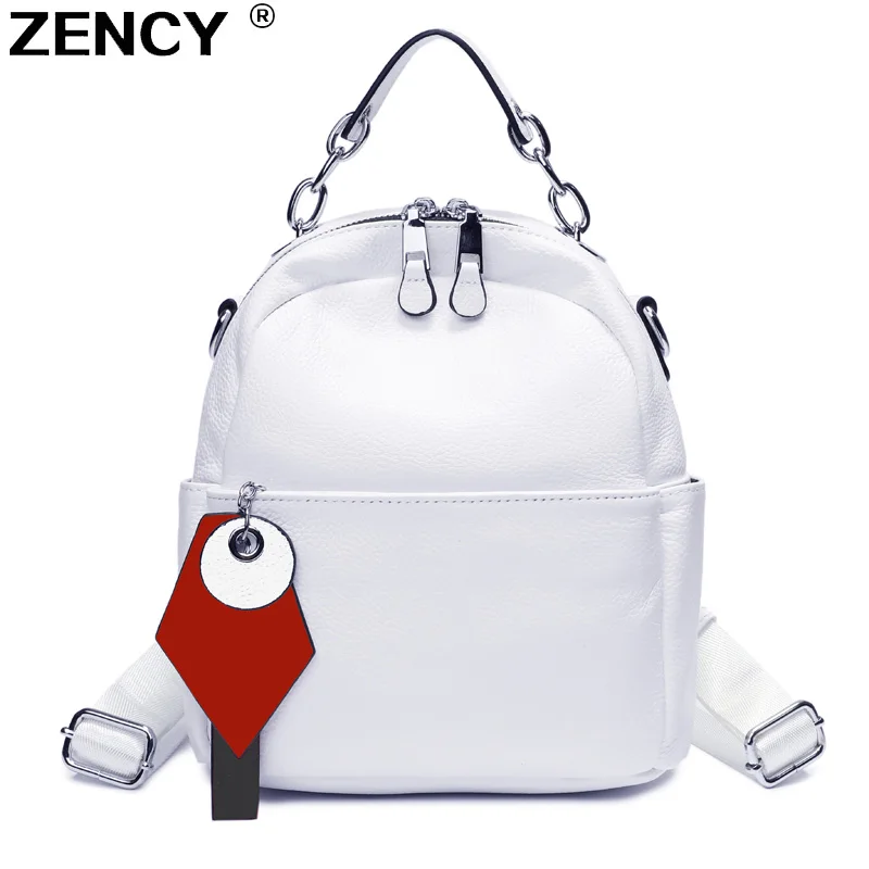 ZENCY 100% натуральная коровья кожа черный белый цвет женский дизайнерский рюкзак