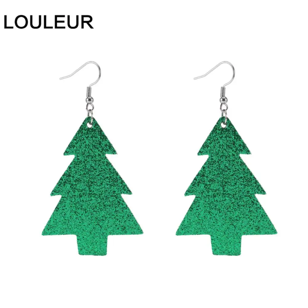 tree green Новые висячие серьги в богемном стиле, Рождественская елка, снежный олень, длинные серьги из искусственной кожи для женщин, девочек, рождественский подарок - Окраска металла: tree green