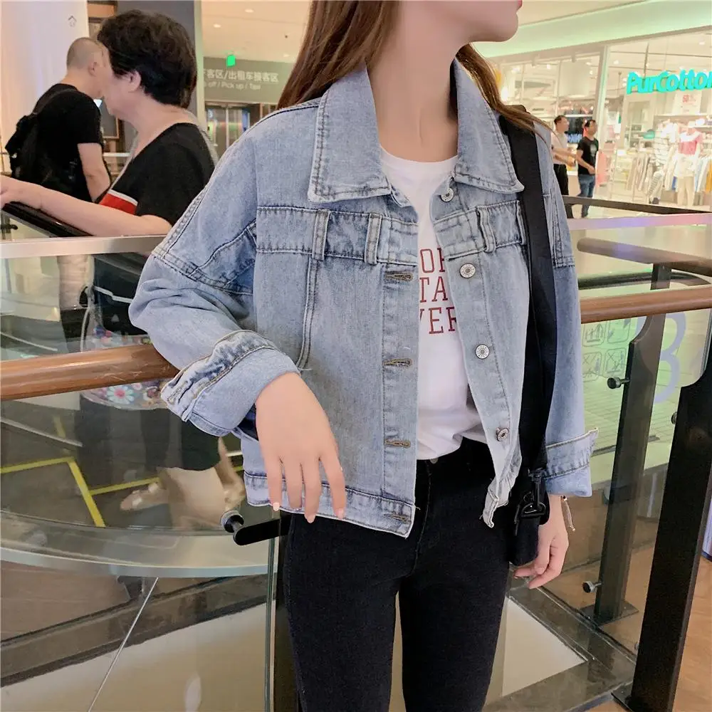 

Han edition easy to film the female new web celebrity fashion show thin joker students bf jean jacket