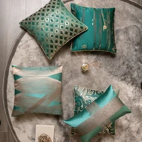 luxurious embroidered cushion cover geometry spray green pillow cover chair sofa hotel decorative pillowcase