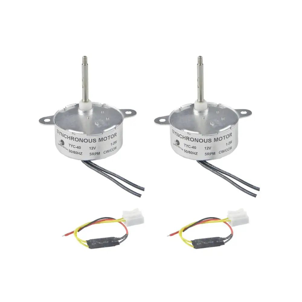 

CHANCS 2PCS DC Motor TYC-40 DC 12V Shaft 35mm CW/CCW Synchronous Motor 5RPM Slow Speed Electric Motor