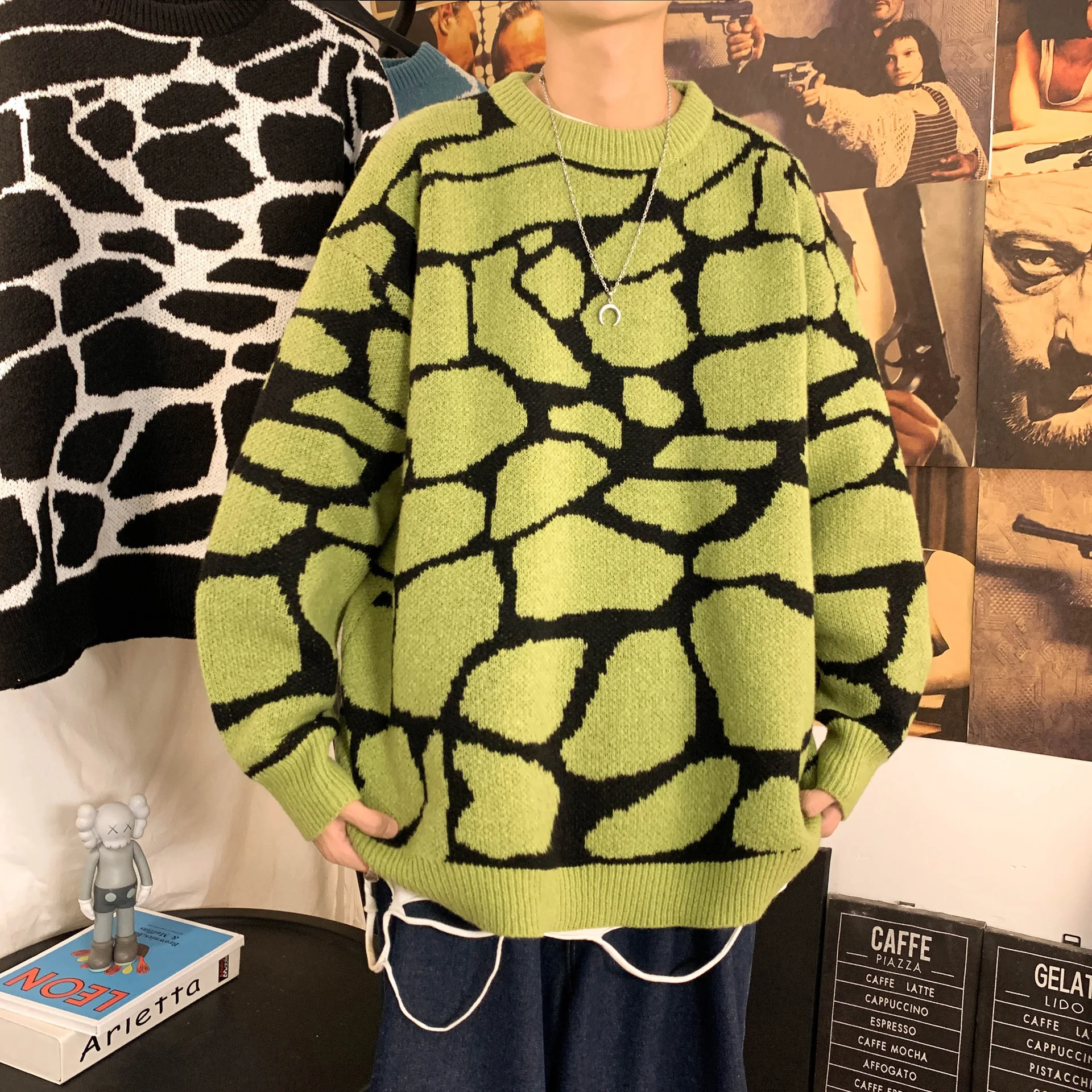 Новинка 2021 осенне-зимние Молодежные свитера Свободный Полосатый пуловер для