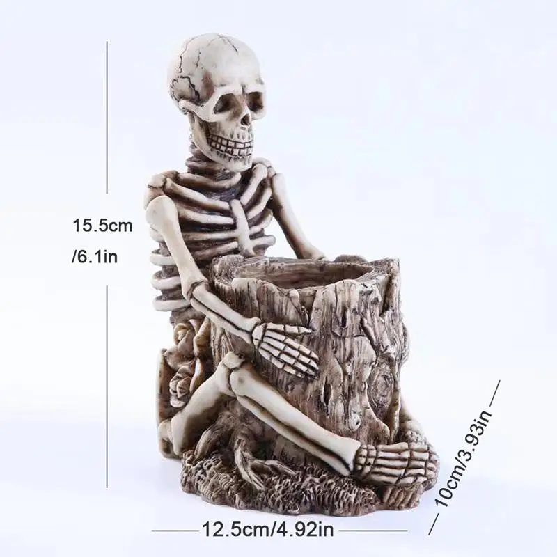 Черный череп Настольный держатель для ручек офисный школьный чехол хранения