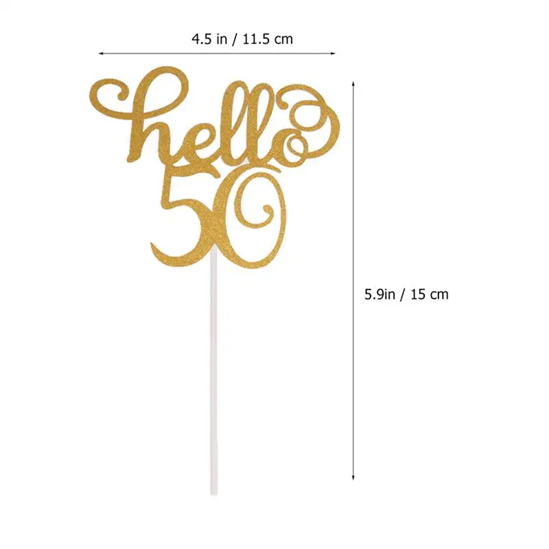 6 шт. украшение для торта креативный день рождения Hello 50 блестящая бумага десерт
