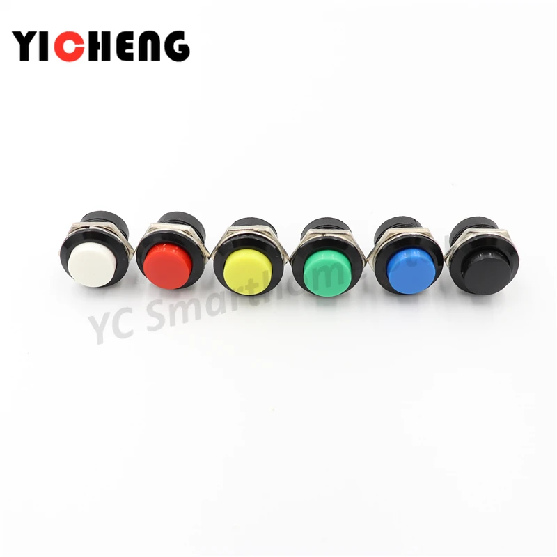 

6 pcs Momentary SPST NO Round Cap Push Button Switch AC 6A/125V 3A/250V 6color R13-507 momentary push button