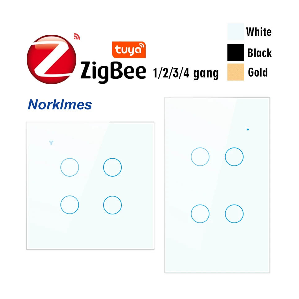 Настенный сенсорный выключатель ZigBee с Wi Fi для умного дома панель из закаленного