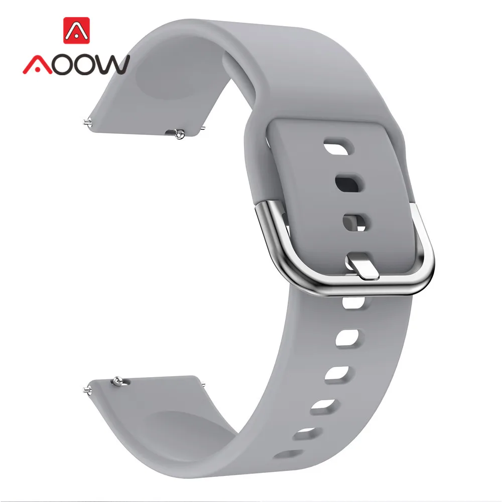 Grey 20 мм силиконовый ремешок для часов samsung Galaxy Watch Active 2 42 мм gear S2 huawei Garmin Amazfit Active2 сменный Браслет ремешок - Цвет ремешка: Grey