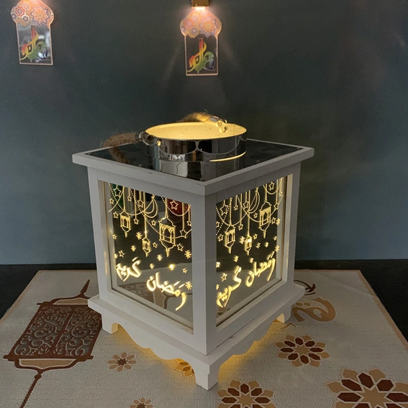 

Elegant Square Ramadan Hand Lamp Light Eid Mubarak Element Hanging Light Eid Ramadan Islamic Indoor Home Party Decor
