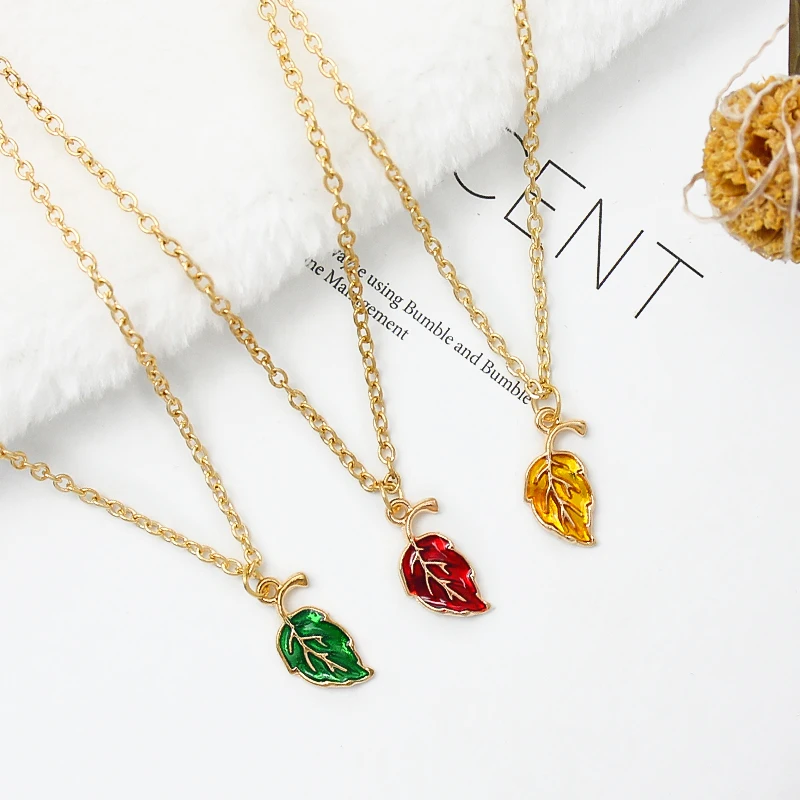 Ожерелье с подвеской в виде листьев растений металлическое ожерелье кулоном