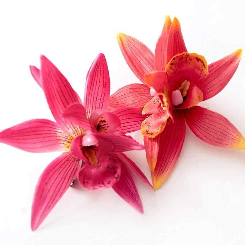 Популярные заколки для волос с имитацией двойного Cymbidium цветок орхидеи модная