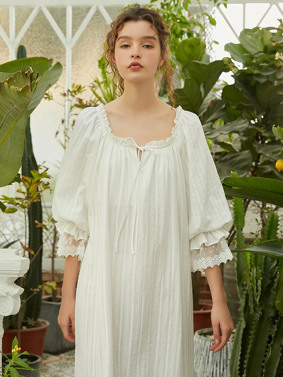 Винтажная Хлопковая женская длинная Пижама весна-лето королевская принцесса