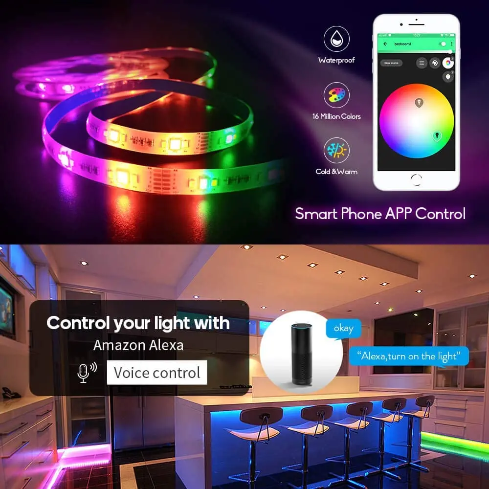 Светодиодная лента TUYA Zigbee RGB + CCT гибкая лампа-полоска с управлением Echo Plus 90