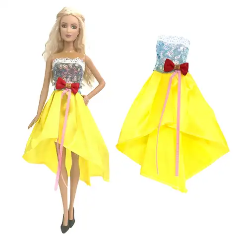 NK1 шт. желтое платье для куклы Барби одежда юбка вечерние 1/6 аксессуары для кукол платье для девочек кукла игрушка