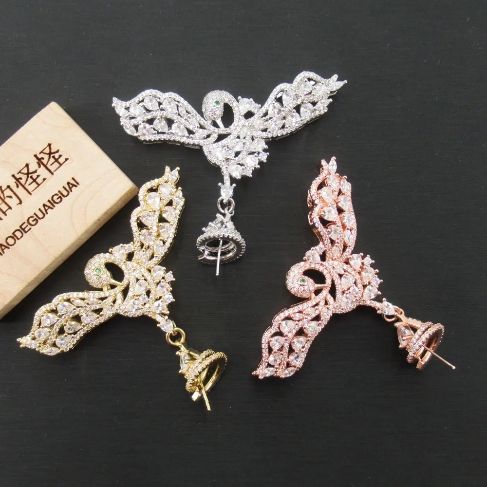 APDGG 43x58 мм позолоченная Подвеска искусственная кисточка кубический циркон CZ микро подвеска паве подвеска ювелирные изделия DIY