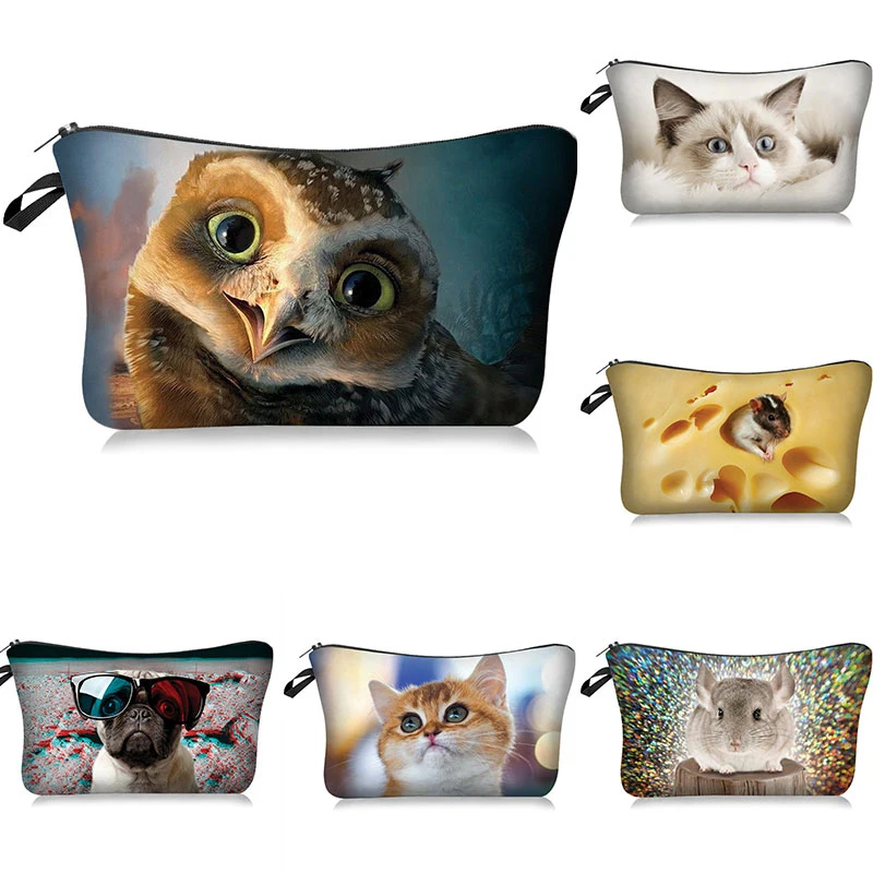 

Toiletry Tool Makeup Case Cosmetic Cartoon Bag Cat and Mouse Animal Pouch Organizer Bag Cute Toiletry Tool Makeup Printing Bag