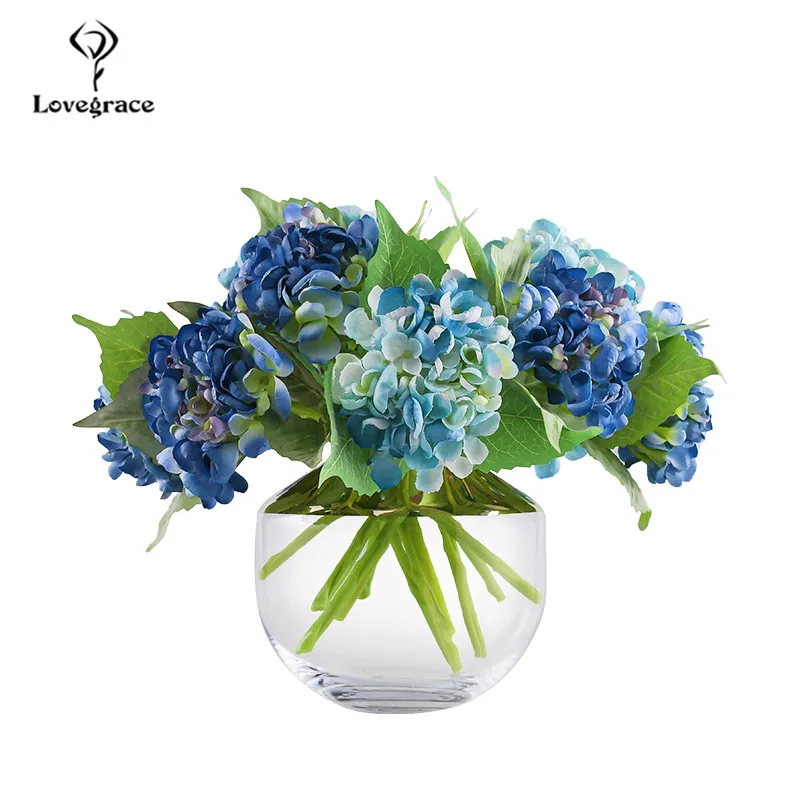 Шелковые гортензии искусственные цветы белые большие свадебные маленький букет