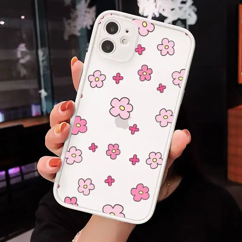 

Cute flower creative cartoon Phone Cases Matte For iPhone 12 Mini 11 Pro XR XS Max 7 8 Plus X Hard PC Back Cover