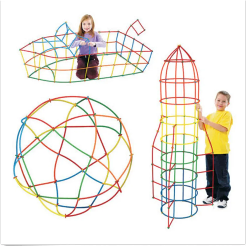 

100 Pcs 4D DIY Space Straw Assembled DIY Creative Brick Kids Blocks Early Educational Building Block Kids Toy Building Set