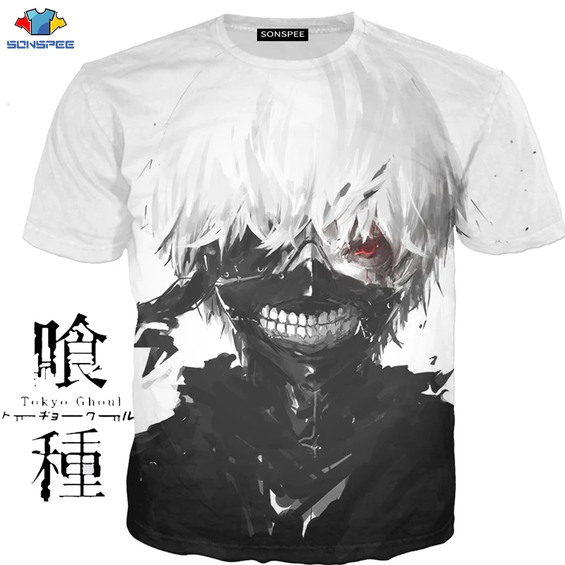 SONSPEE/футболка в стиле аниме Харадзюку одежда Токийский Гуль нейтральная модная