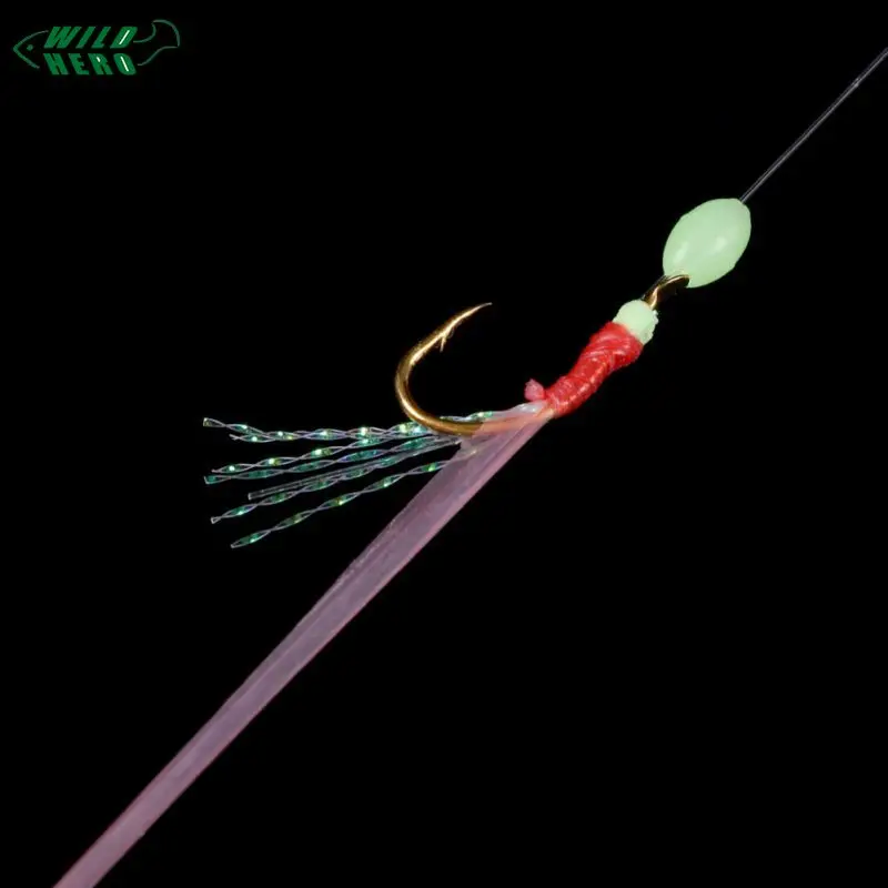 Wildhero Fishing String Hooks Fishhooks For Swivel Jig Luminous Gold-plated Fish Skin /ve | Спорт и развлечения