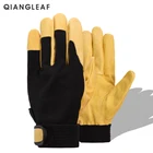 Новые защитные перчатки QIANGLEAF из воловьей кожи для мужчин, желтые кожаные защитные перчатки для вождения, гоночные мотоциклетные рабочие перчатки 508NP