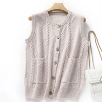 21 hot sale short o neck cashmere knitted vest fashion cardigan jacket sleeveless ladies sweater attyyws brand 100 wool vest