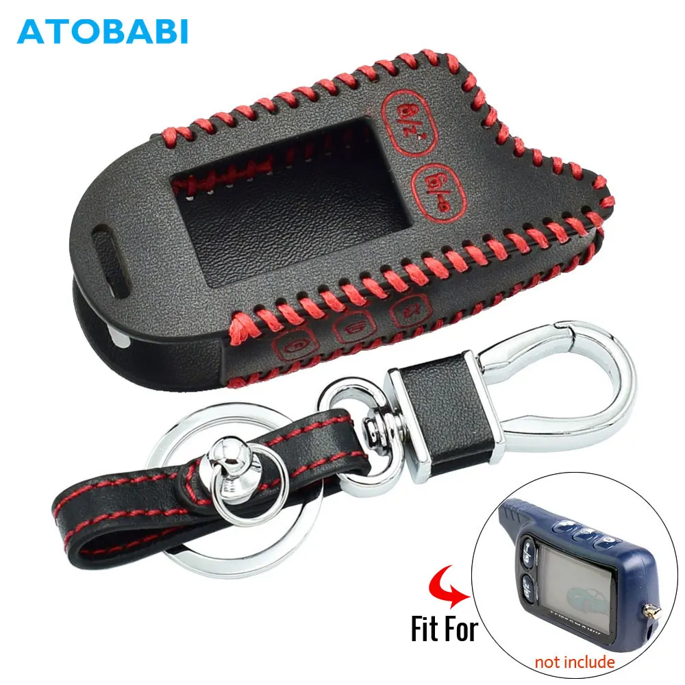 Кожаный чехол для ключей автомобиля TZ9030 для Tomahawk TZ9030-24V TZ 9031 7010 9020 двухсторонняя Автомобильная сигнализация ЖК-пульт дистанционного управления чехол брелок сумка