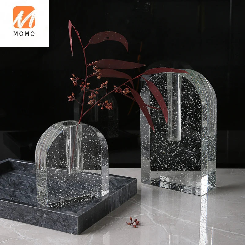 

Creative and Slightly Luxury Vase Decoration Modern Minimalist Narrow Opening Crystal Bubble Room Dried Flowers Flower