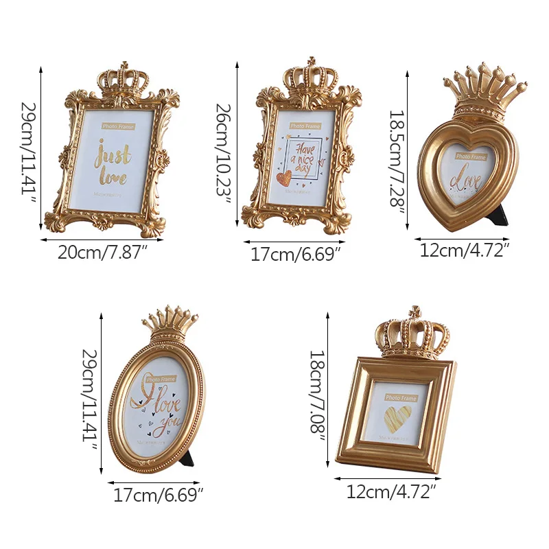 Оптовая продажа Скандинавская Золотая фоторамка в виде короны аксессуары для