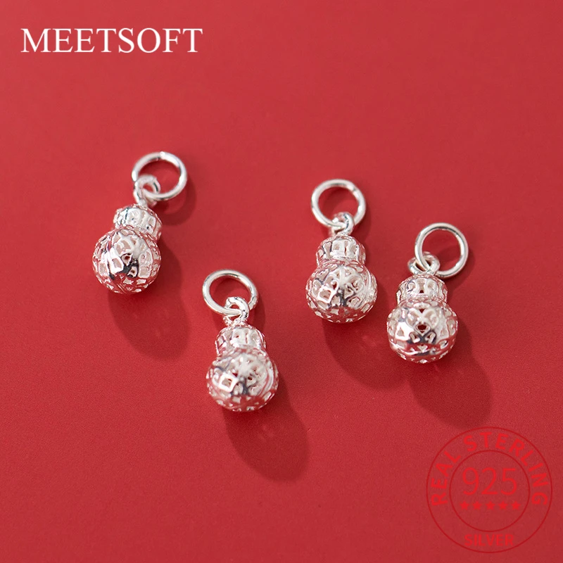 

MEETSOFT модные белые ажурные Подвески в виде тыквы из стерлингового серебра S925 Сделай Сам винтажные аксессуары ручной работы Прямая поставка