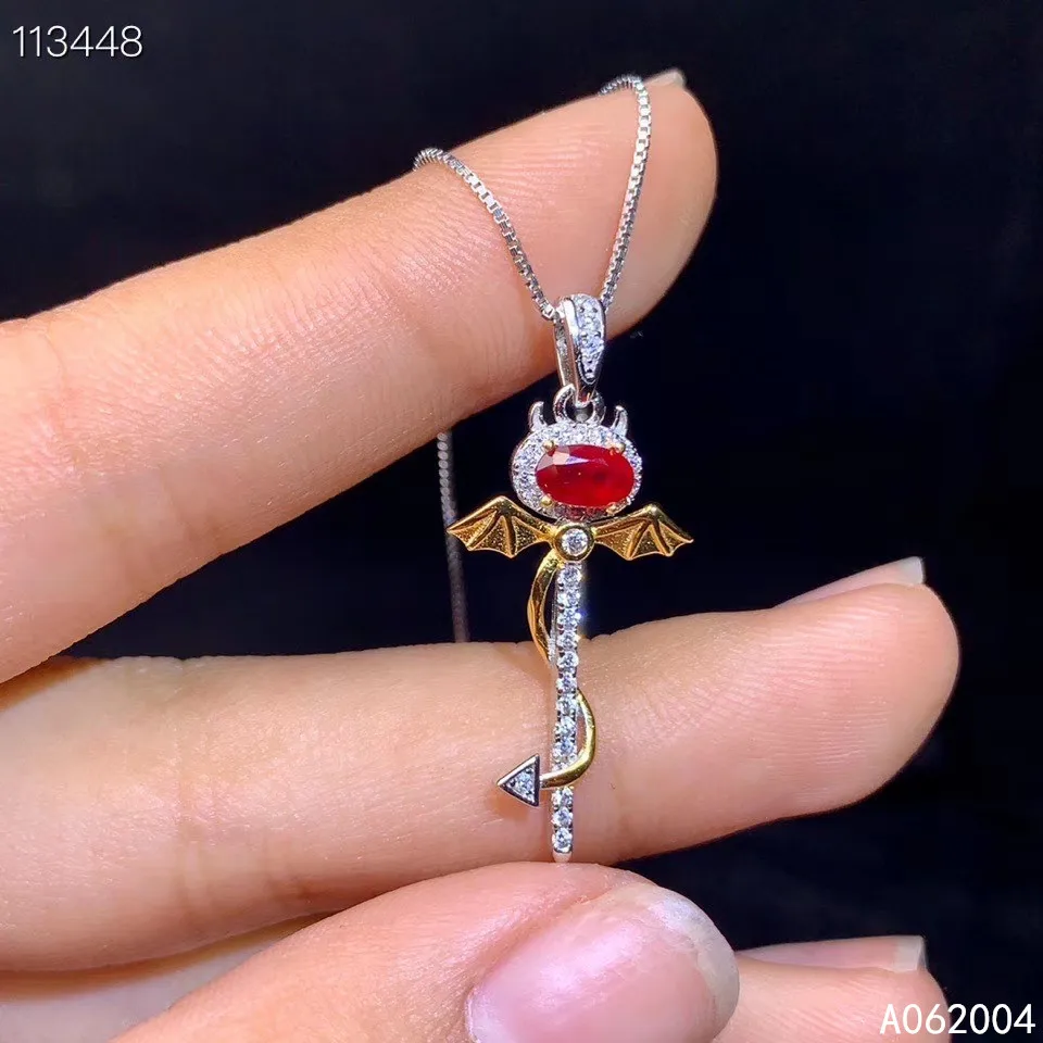 Женское ожерелье из серебра 925 пробы с натуральным Рубином|Подвески| |
