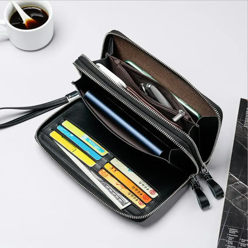 

weixier Men Wallets Long Style High Quality Card Holder Male Purse Zipper Large Capacity Brand PU Leather Wallet For Men