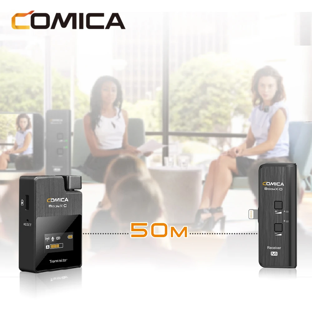 Цифровой беспроводной микрофон COMICA BoomX D MI 2 4G для iPhone передатчик и приемник
