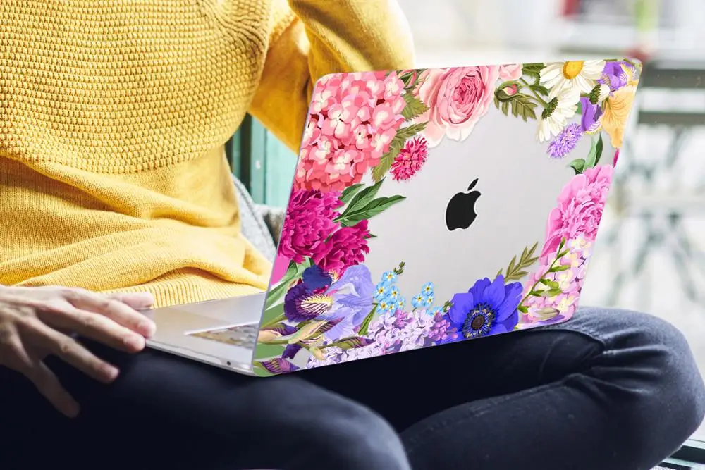 Цветочный чехол для ноутбука MacBook Air 13 A1466 A1932 Pro 13 15 16 дюймов Сенсорная панель A2141 a2159 пластиковый жесткий чехол Keybaord