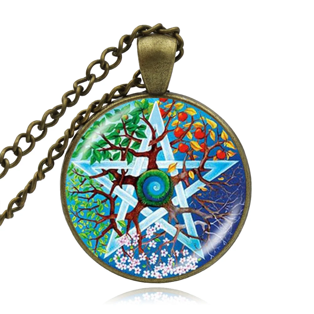 KARAIRIS Triple Moon Goddess Wicca Pentagram Necklace Magic Amulet Talisman Women Tibetan Jewelry Gift For Family | Украшения и