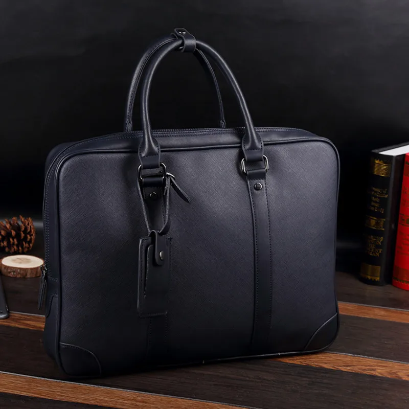 volasss 2021 mens messenger computer bag man 14 inch leather laptop briefcase handbag multi function work office bags for men free global shipping