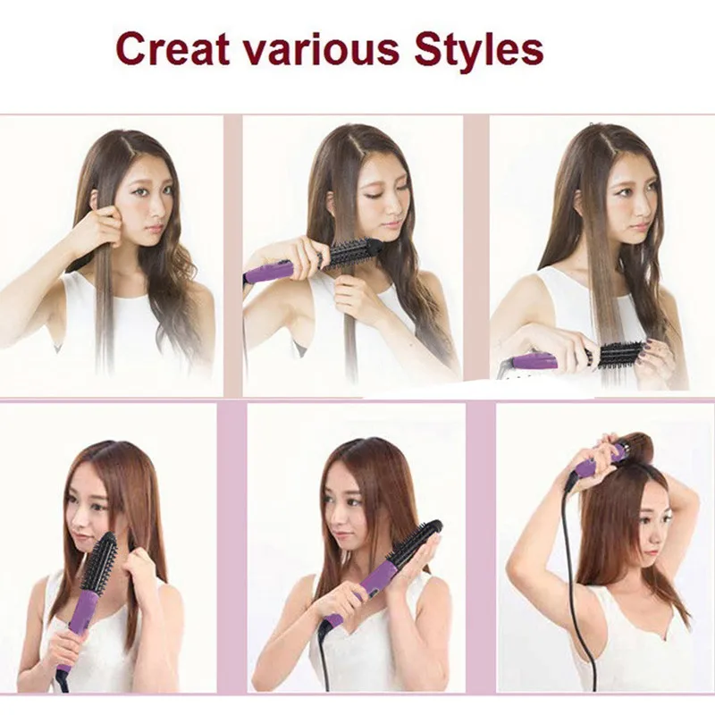 

Professional Hair Straightener 2 In 1 Hot Comb Flat Iron Electric Hair Straightening Iron Styling Tools Hot Heating Comb