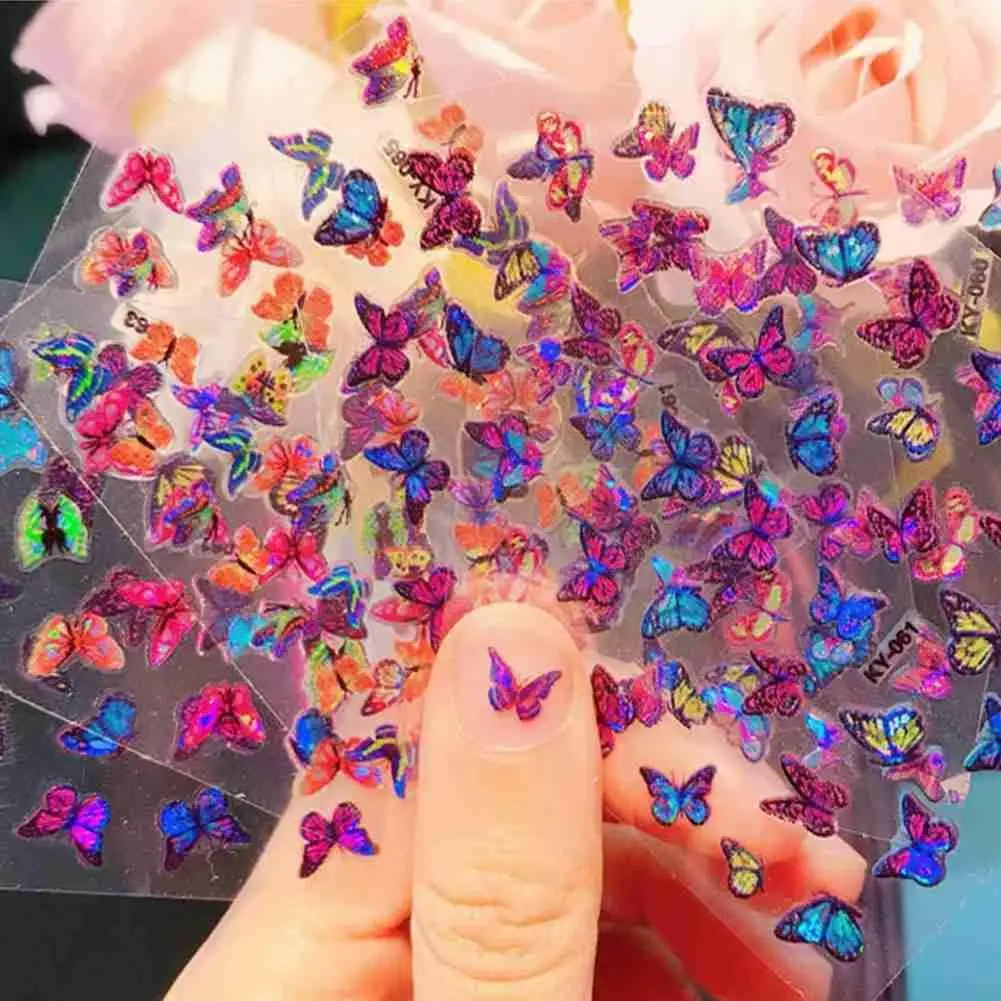 

30/15Pcs Colorful Butterfly Foil Stickers Flower Brand Self Nail Paper DIY Art Nail Adhesive Art Self-adhesive Manicure Dec O9O6