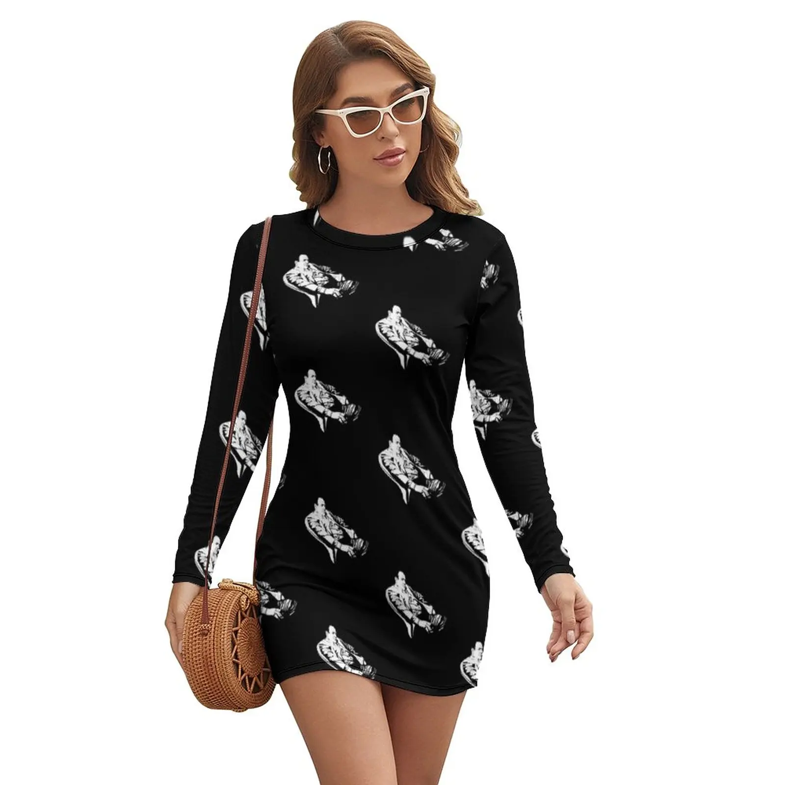 

Soprano Dress Long Sleeve Long-Sleeve Disco Bodycon Hot Girls Spandex Vintage One-Piece Dress
