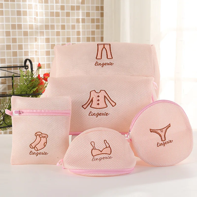 

Set of 5 Sizes Underwear Laundry Bag Lingerie Socks Bra Sweater Clothes Washing Bags Household Cleaning Classified Laundry Pouch